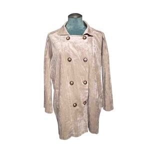 Reset by Jane Faux Suede Oversized Coat Soft Beige Size S Double Breasted Casual